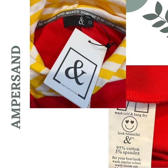 Ampersand Ave Doublehood Hoodie | Red & Yellow Striped Sleeves | Bright Size XS - Picture 10 of 10
